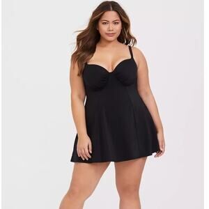 TORRID Push-Up Demi Skater Swim Dress Black Sz 4X NWT {UU18}